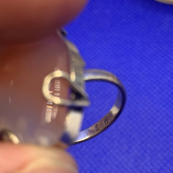 Sweet Peach Chalcedony Ring! .925 Sterling Silver Overlay, Size 5.75 - Picture 9 of 13